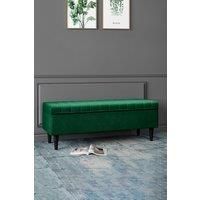 Green Upholstered Storage Ottoman Entryway Bench