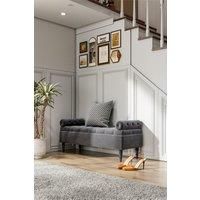 Tufted Flip Top Storage Bench with Side Arms Grey