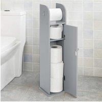 Wooden Freestanding Toilet Roll Holder / Bathroom Storage Cupboard Grey