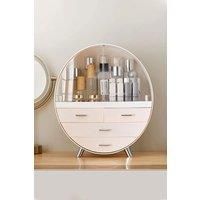 Round Jewelry Cosmetic Organizer Box Large Capacity Makeup Storage