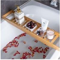 Bamboo Bath Storage Tray Multifunctional Bathtub Shelf For Bathroom