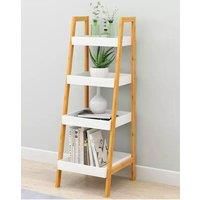 Wooden 4-Tier Ladder Shelf Storage Organizer Freestanding Bathroom Shelf