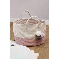 Toys Storage Clothes Hamper Laundry Basket with Pom Poms Pink
