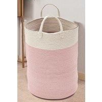 Home Storage Clothes Hamper Laundry Basket with Decor Balls Pink 50cm Height