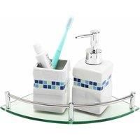 Livingandhome 1 Tier Wall Mounted Glass Corner Shelf 20X20Cm