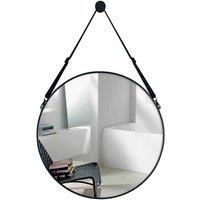 LivingandHome Living and Home Retro Round Hanging Mirror With Strap 70X3Cm
