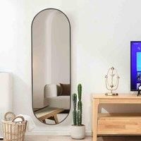 LivingandHome Modern Oval Metal FullLength Wall Mirror Black