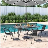 4 Person Patio Garden Dining Set With Umbrella