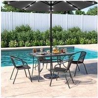 4 Person Patio Garden Dining Set With Umbrella