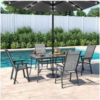 Aamorah 4 Seater Garden Dining Set With Umbrella