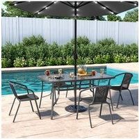4 Person Patio Garden Dining Set With Umbrella
