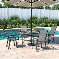 Aamorah 4 Seater Garden Dining Set With Umbrella