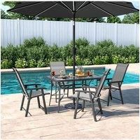 4 Person Patio Garden Dining Set With Umbrella