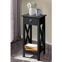 One Drawer Wooden Slim Side Table