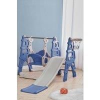 Children Toddler Swing and Slide Set with Basketball Hoop