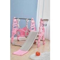 Children Toddler Swing and Slide Set with Basketball Hoop