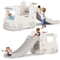 2 in 1 Children Home Multi Functional Slide with Bus Kid Outdoor Toy