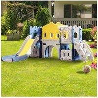 Children Playset with Slide Basket Hoop Indoor Toddler Playground