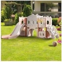 Children Playset with Slide Basket Hoop Toddler Playground for Indoor Outdoor