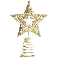 Christmas Tree Star Topper Golden Glitter Ornaments