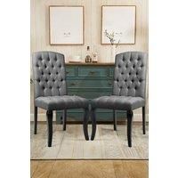 2Pcs Tufted Linen Upholstered Dining Chair