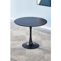 Modern Round Wooden Table with Metallic Base