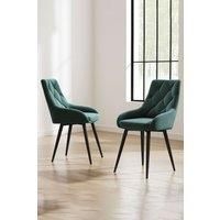 2pcs Button Buttery Velvet Upholstered Dining Chair