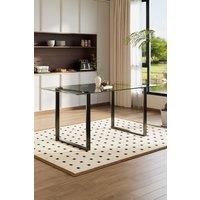 Modern Tempered Glass Dining Table with Black Base