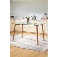 Rectangle Tempered Glass Top Dining Table