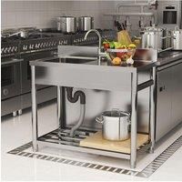 Stainless Steel One Compartment Commercial Sink with Right Drainboard