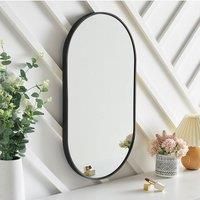 Modern Oval Metal Wall Mirror Black