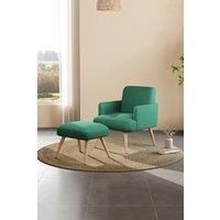 Velvet Armchair Chair with Footrest