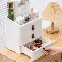 White Desktop Plastic Three Tier Drawer Organizer