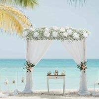 Artificial White Rose Flowers Row for Wedding Arch Table Centerpieces