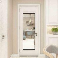 LivingandHome Living and Home Over The Door Full Length Mirror Black Hanging Bedroom Wardrobe Workout 28X118Cm