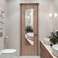 LivingandHome Living and Home Full Length Mirror With Rounded Corners Door Hanging-black 28X118Cm