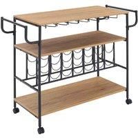 Livingandhome Metallic Rolling Serving Bar Cart With Wine Rack