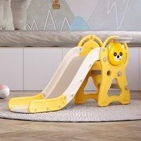 2-in-1 Sturdy Toddler Slide with Basketball Hoop for Indoor Outdoor