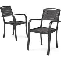 Set of 2/4 Garden Dining Armchairs with Metal Legs