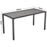 80/120/150cm Wide Rectangular Outdoor Dining Table with Parasol Hole