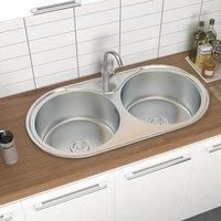 Double Bowl Kitchen Sink 0.6mm Stainless Steel Catering Sink