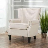 Deep Cushioned Armchair Channel Accent Chair with Nailhead Trim