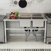 4ft Stainless Steel Kitchen Commercial 3-compartment Sink with Drainboard