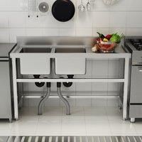 4ft Stainless Steel Kitchen Commercial 3-compartment Sink with Drainboard