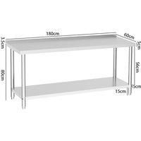 2 Tiers Commercial Kitchen Prep Table Stainless Steel Work Table