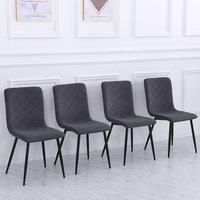 83cm Height Set of 4 Linen Upholstered Comfy Dining Chairs