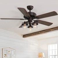52 Inch Wooden Ceiling Fan with 3 Head Lights and Remote