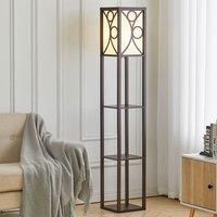 Modern Floor Lamp with 3 Wood Shelves