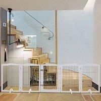 80cm Height Freestanding Wooden Pet Playpen 4-Panel