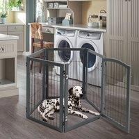 80cm Height Freestanding Wooden Pet Playpen 4-Panel